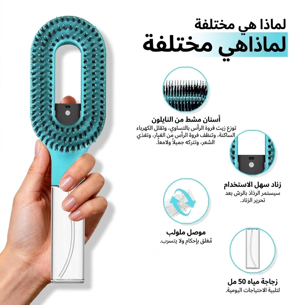 فرشاة فك تشابك الشعر 2 في 1، مزودة ببخاخ مدمج، مناسبة لفك تشابك الشعر الرطب والجاف للشعر المجعد والمموج والمستقيم