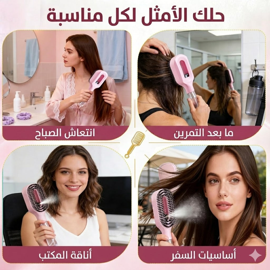 فرشاة فك تشابك الشعر 2 في 1، مزودة ببخاخ مدمج، مناسبة لفك تشابك الشعر الرطب والجاف للشعر المجعد والمموج والمستقيم
